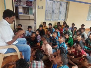 Chairman addressing the children of Anbu Illam